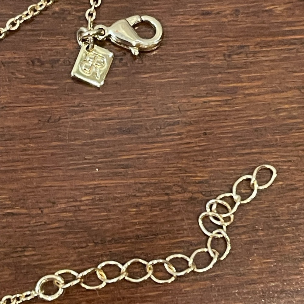 Banana republic Gold Pendant Necklace with Crystal Accents and oui charm - Picture 4 of 5